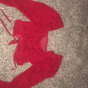 Long sleeve adjustable drawstring crop top